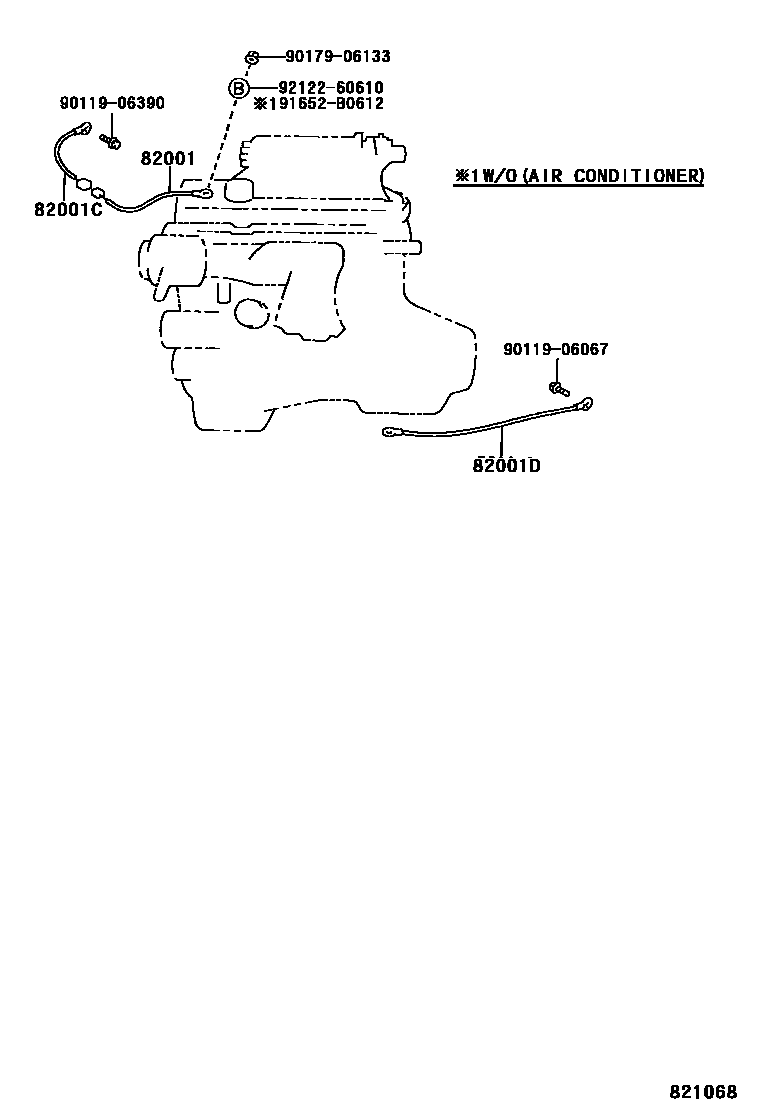 Toyota RAV4 线束和卡夹 EPC diagram — 821068