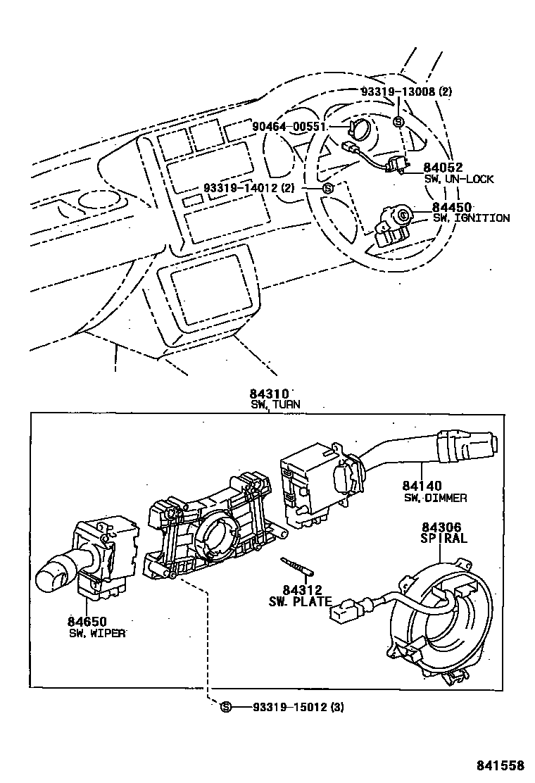 Toyota RAV4 开关和继电器和ECU EPC diagram — 841558