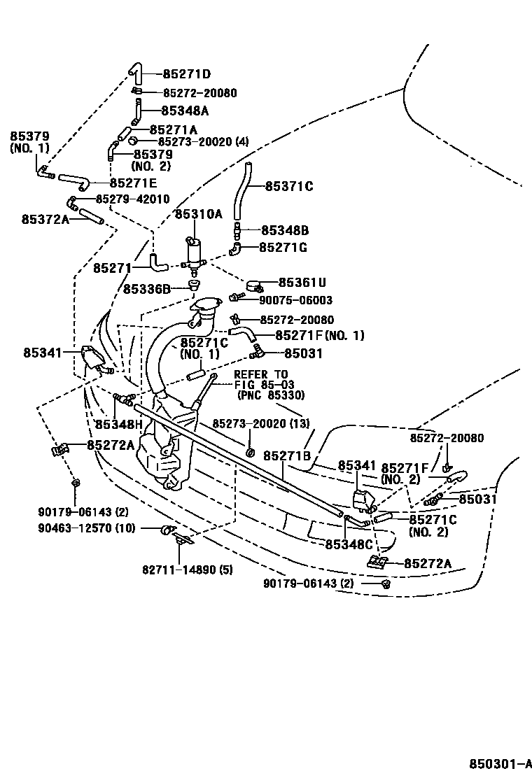 Toyota RAV4 前大灯清洗器 EPC diagram — 850301A