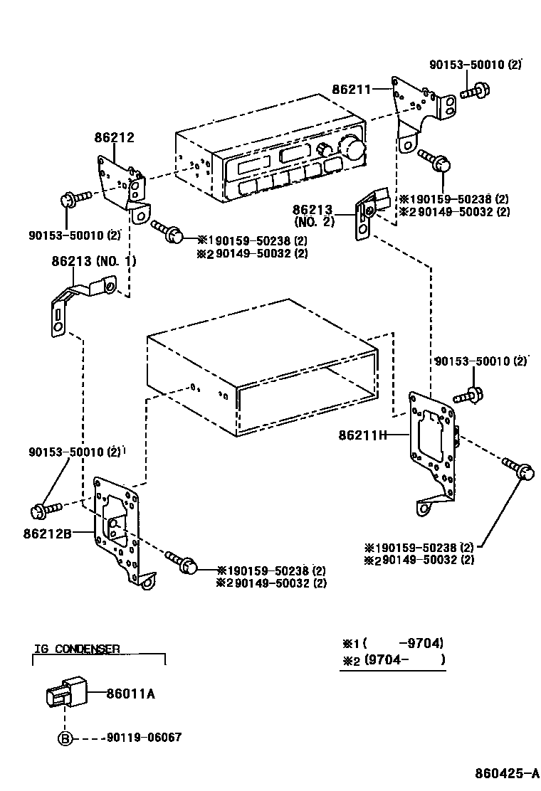 Toyota RAV4 收音机、放大器和冷凝器 EPC diagram — 860425A