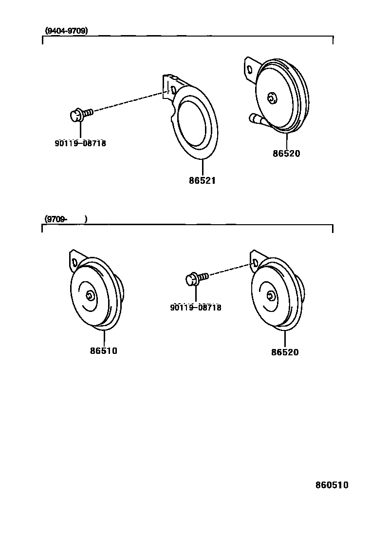 Toyota RAV4 喇叭 EPC diagram — 860510