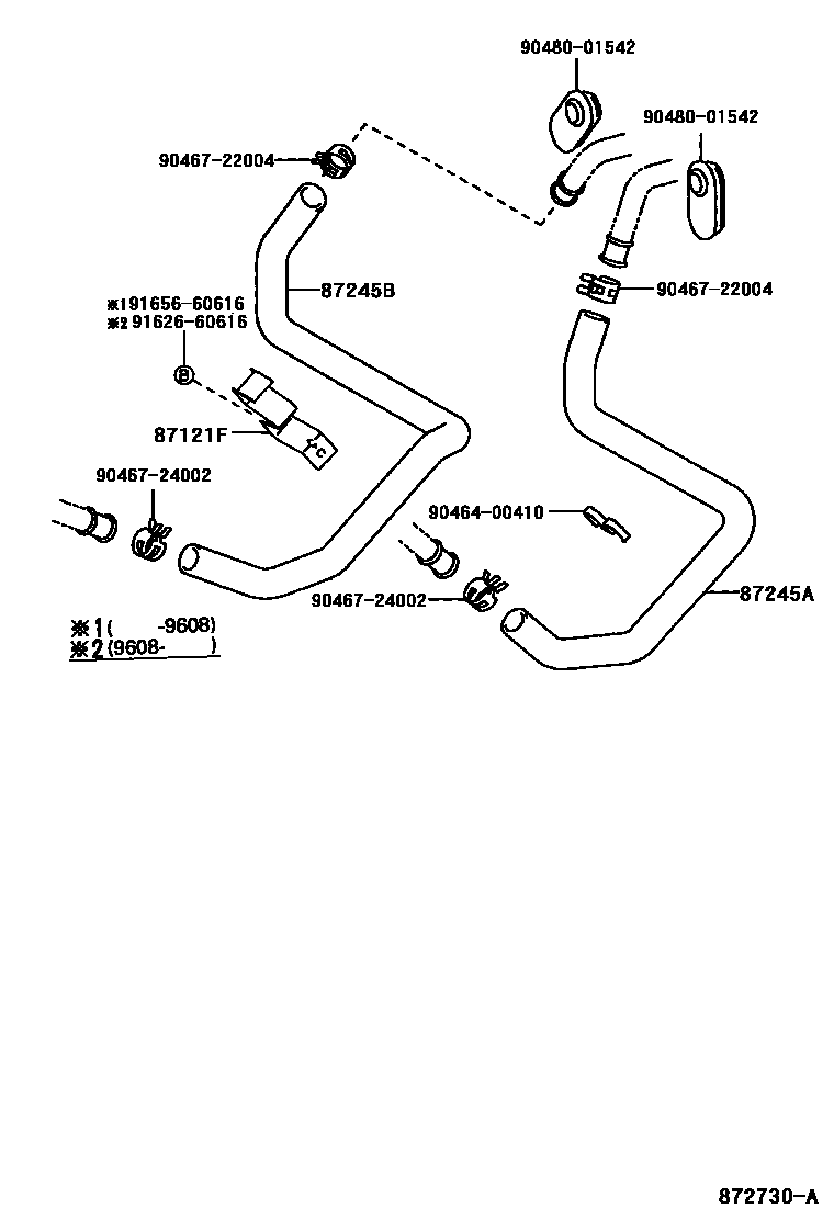 Toyota RAV4 暖风和空调系统 - 水管 EPC diagram — 872730A