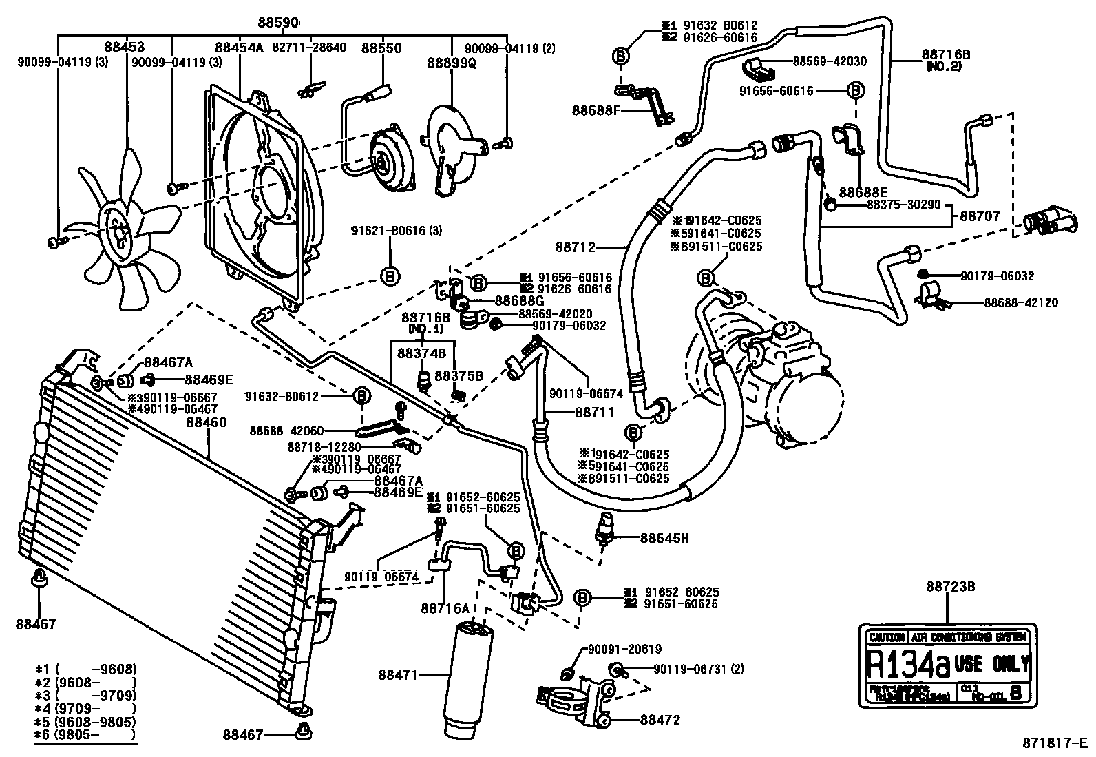 Toyota RAV4 Heating & Air Conditioning - Cooler Piping EPC diagram — 871817E
