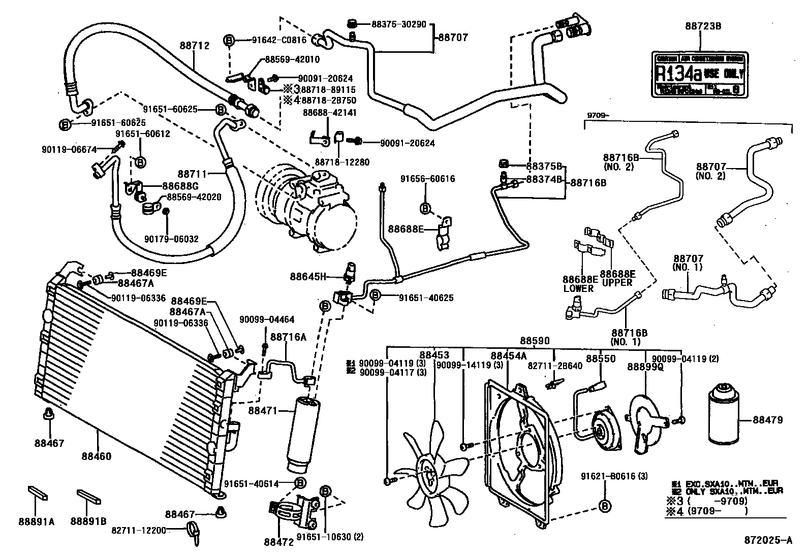 Toyota RAV4 Heating & Air Conditioning - Cooler Piping EPC diagram — 872025A