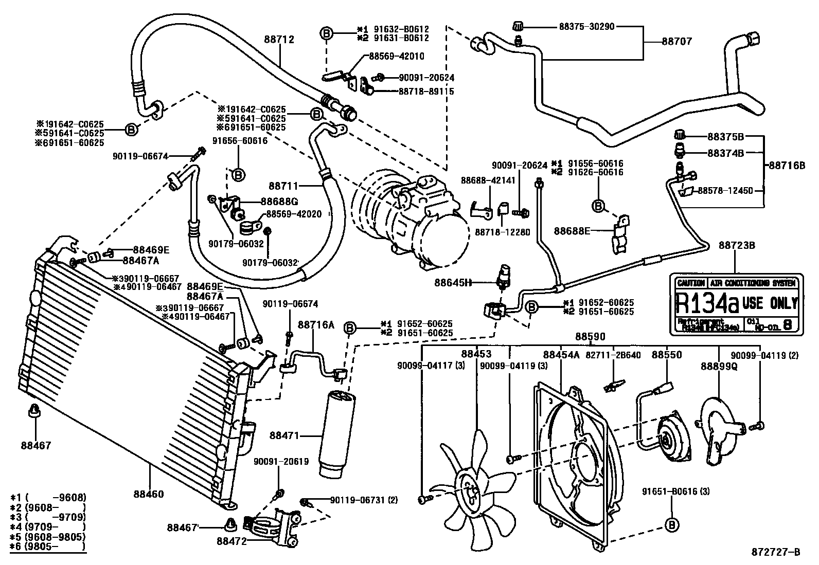 Toyota RAV4 Heating & Air Conditioning - Cooler Piping EPC diagram — 872727B