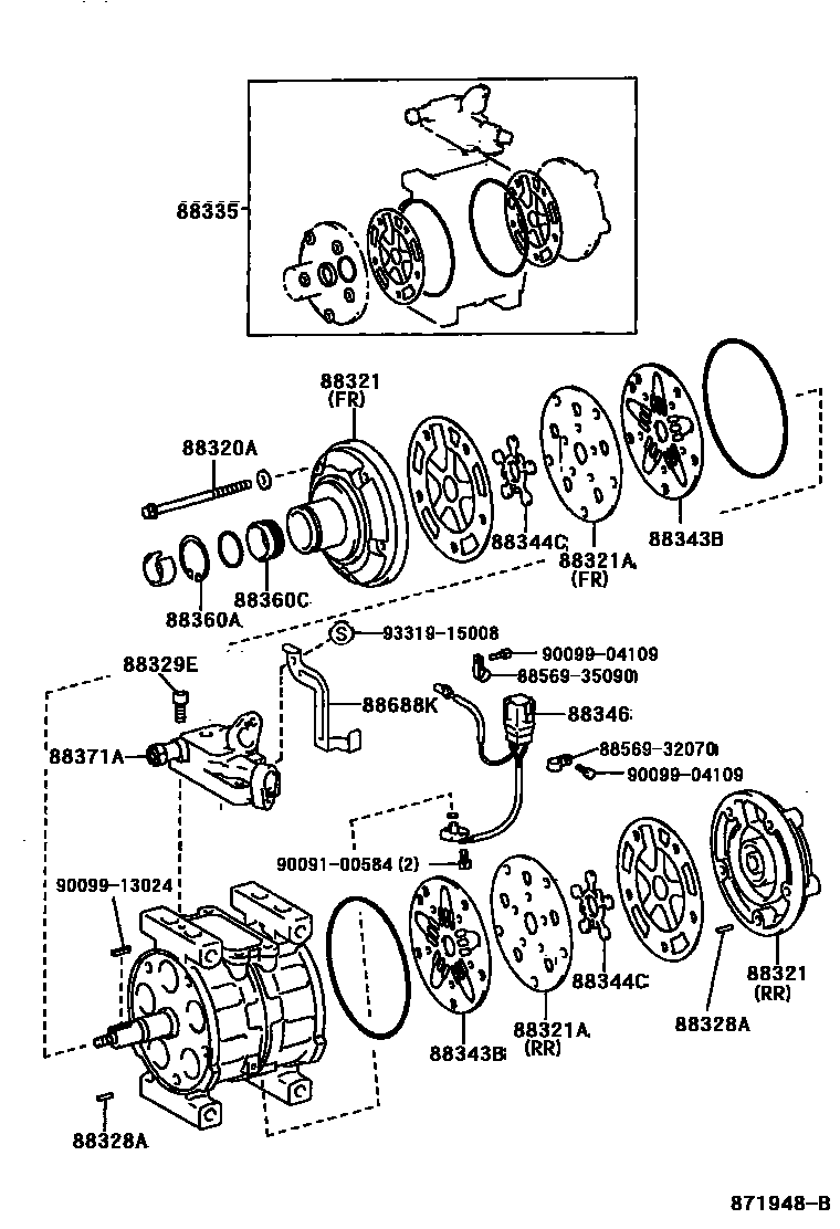 Toyota RAV4 Heating & Air Conditioning - Compressor EPC diagram — 871948B