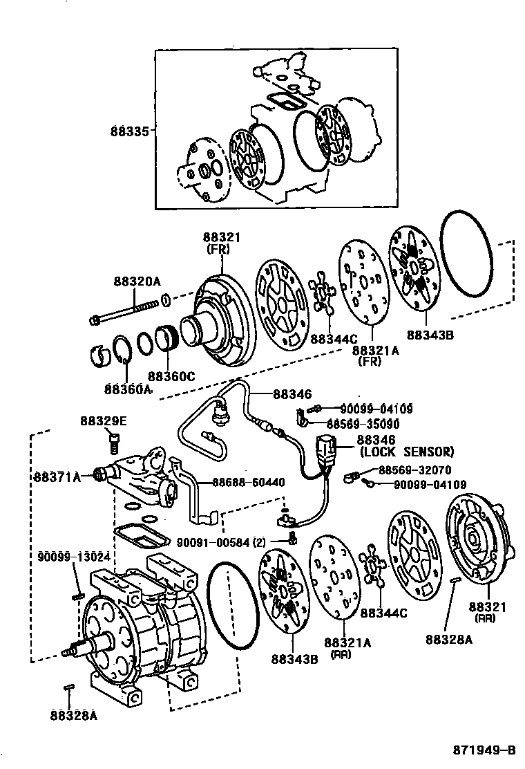 Toyota RAV4 Heating & Air Conditioning - Compressor EPC diagram — 871949B