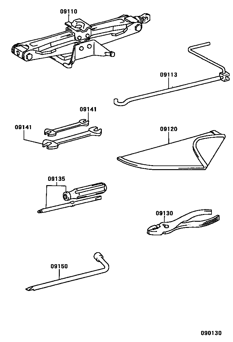 Toyota RAV4 Standard Tools EPC diagram — 090130