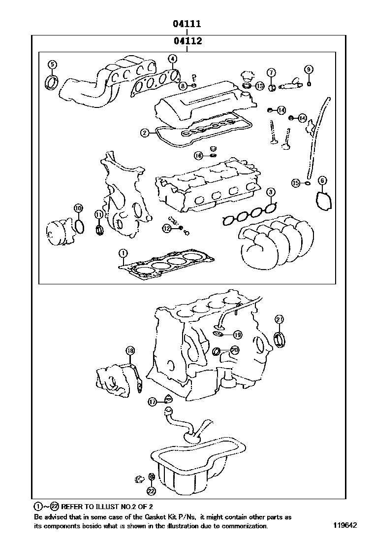 Toyota RAV4 Engine Overhaul Gasket Kit EPC diagram — 119642
