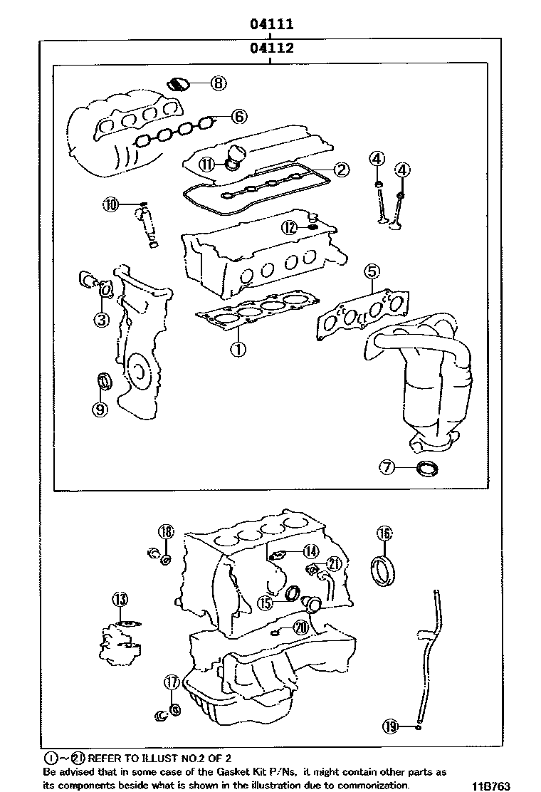 Toyota RAV4 Engine Overhaul Gasket Kit EPC diagram — 11B763