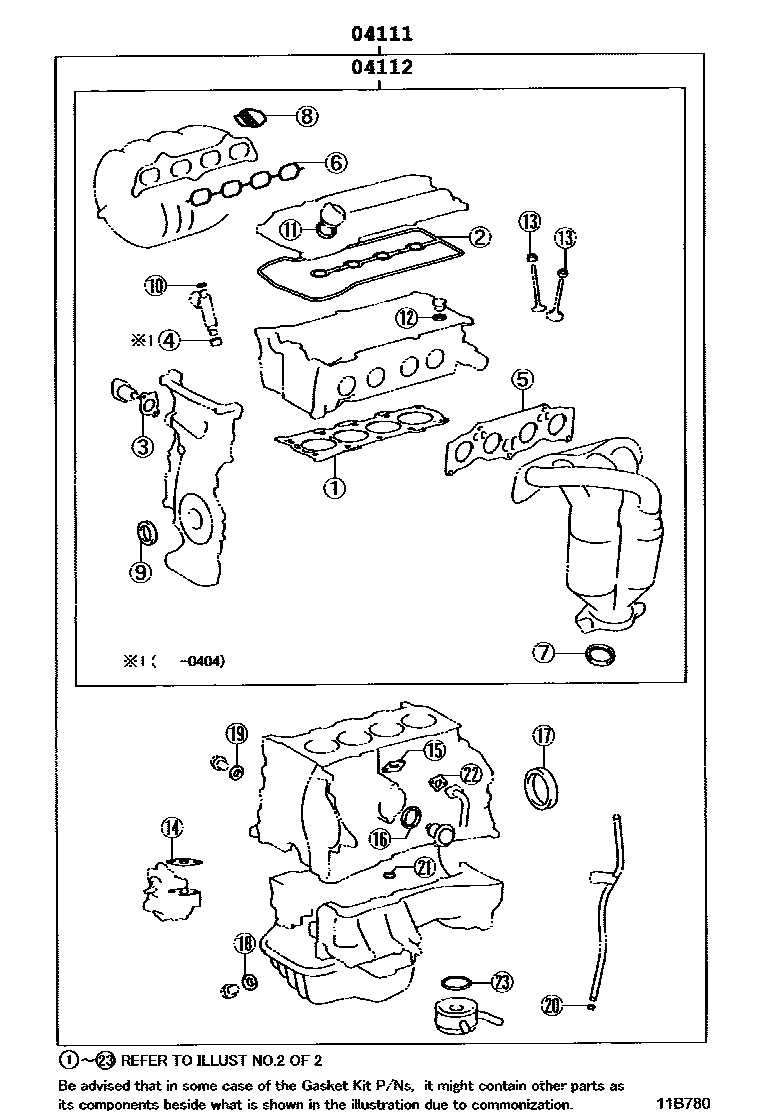 Toyota RAV4 Engine Overhaul Gasket Kit EPC diagram — 11B780