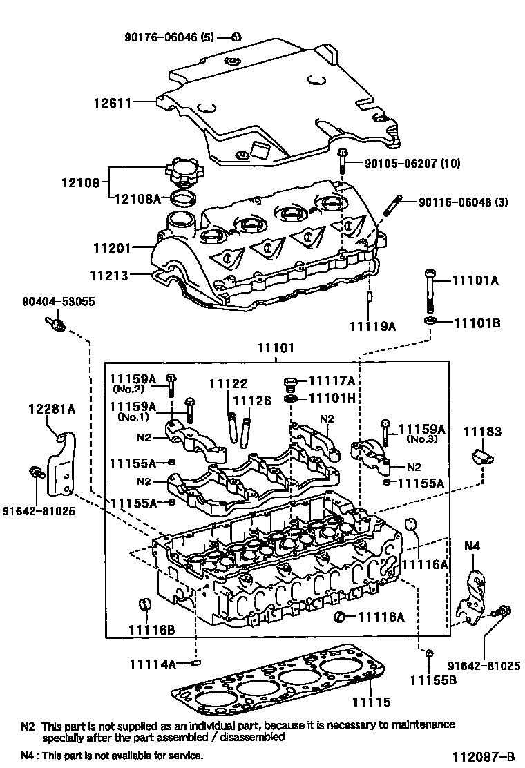 Toyota RAV4 Cylinder Head EPC diagram — 112087B