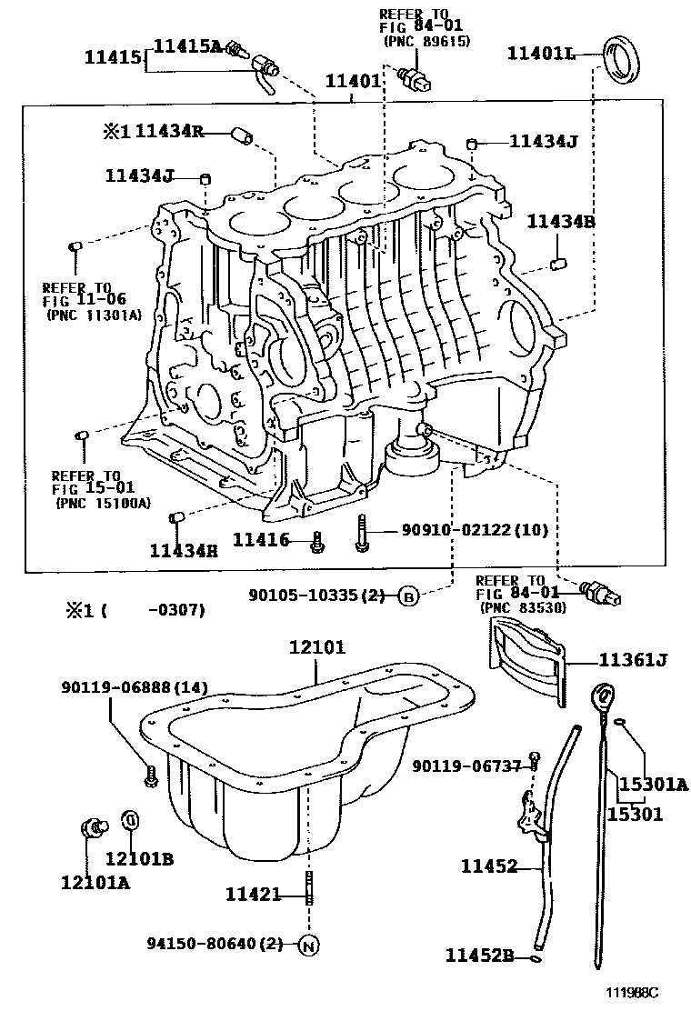 Toyota RAV4 Cylinder Block EPC diagram — 111988C