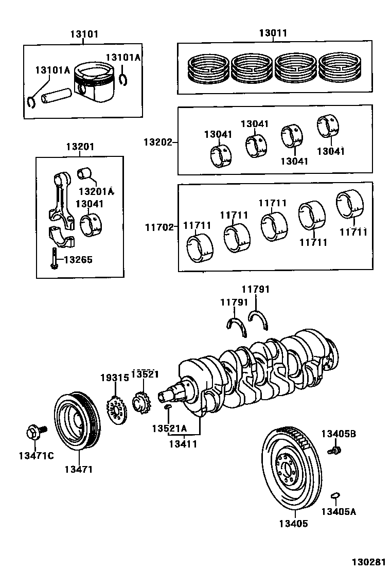 Toyota RAV4 Crankshaft & Piston EPC diagram — 130281