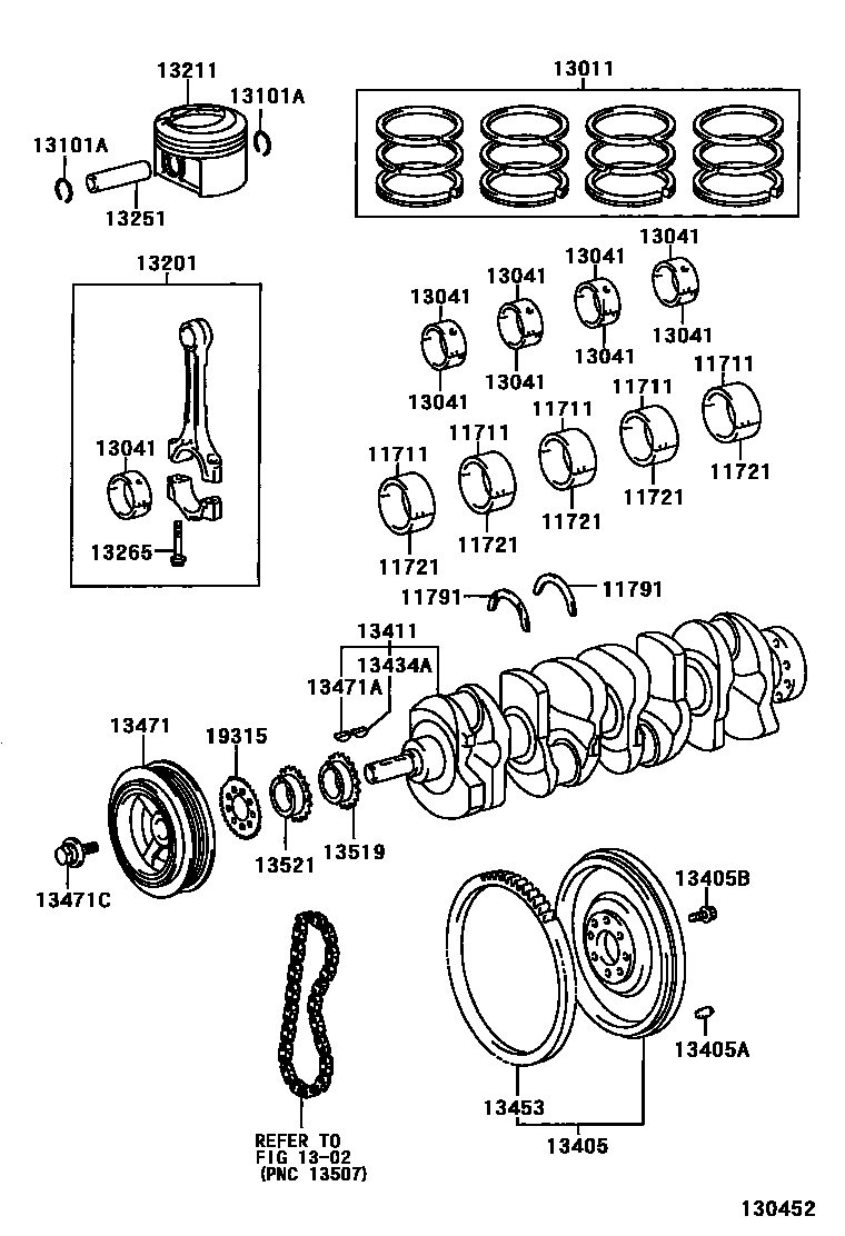 Toyota RAV4 Crankshaft & Piston EPC diagram — 130452