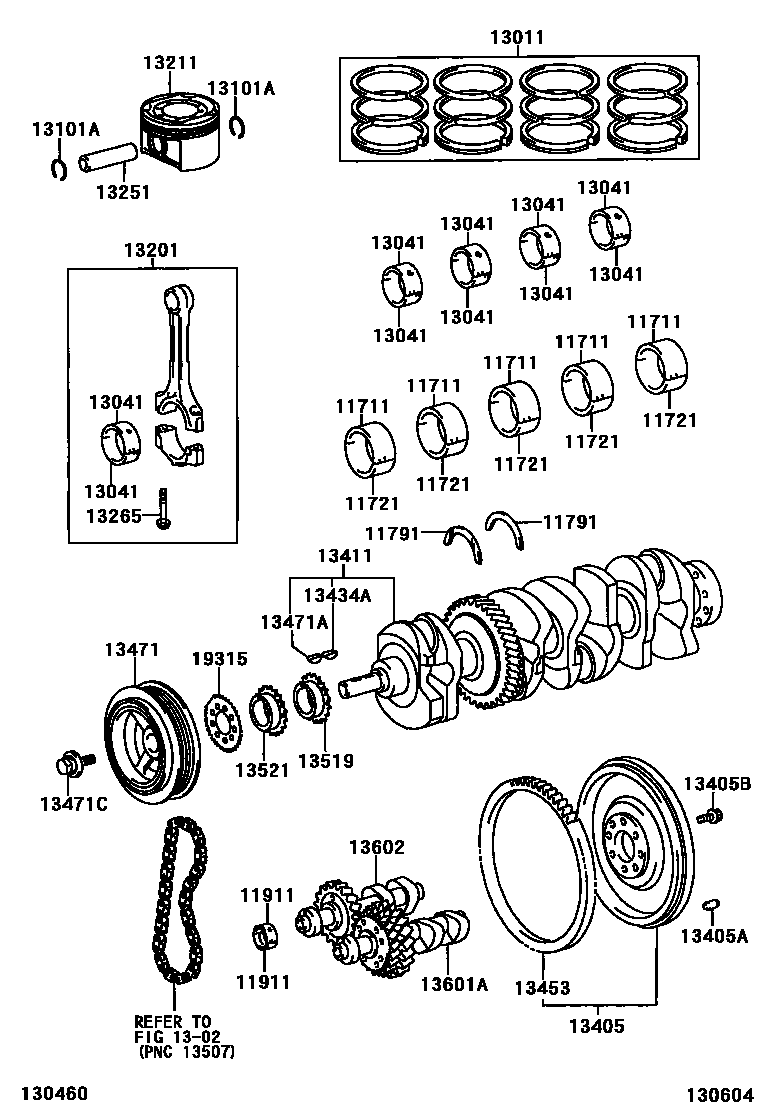 Toyota RAV4 Crankshaft & Piston EPC diagram — 130604