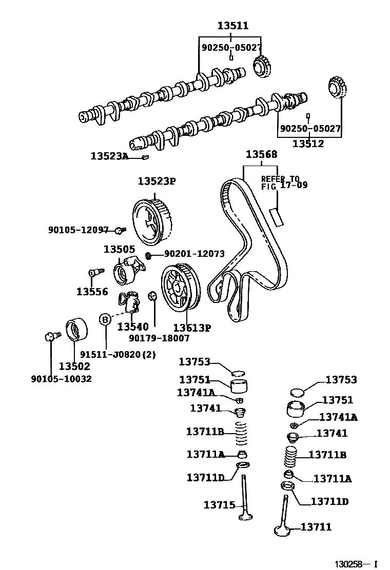 Toyota RAV4 Camshaft & Valve EPC diagram — 130258I