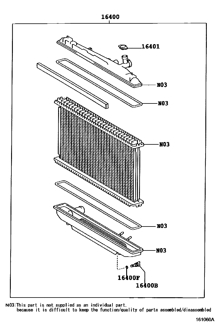 Toyota RAV4 RADIATOR & WATER OUTLET EPC diagram — 161062A