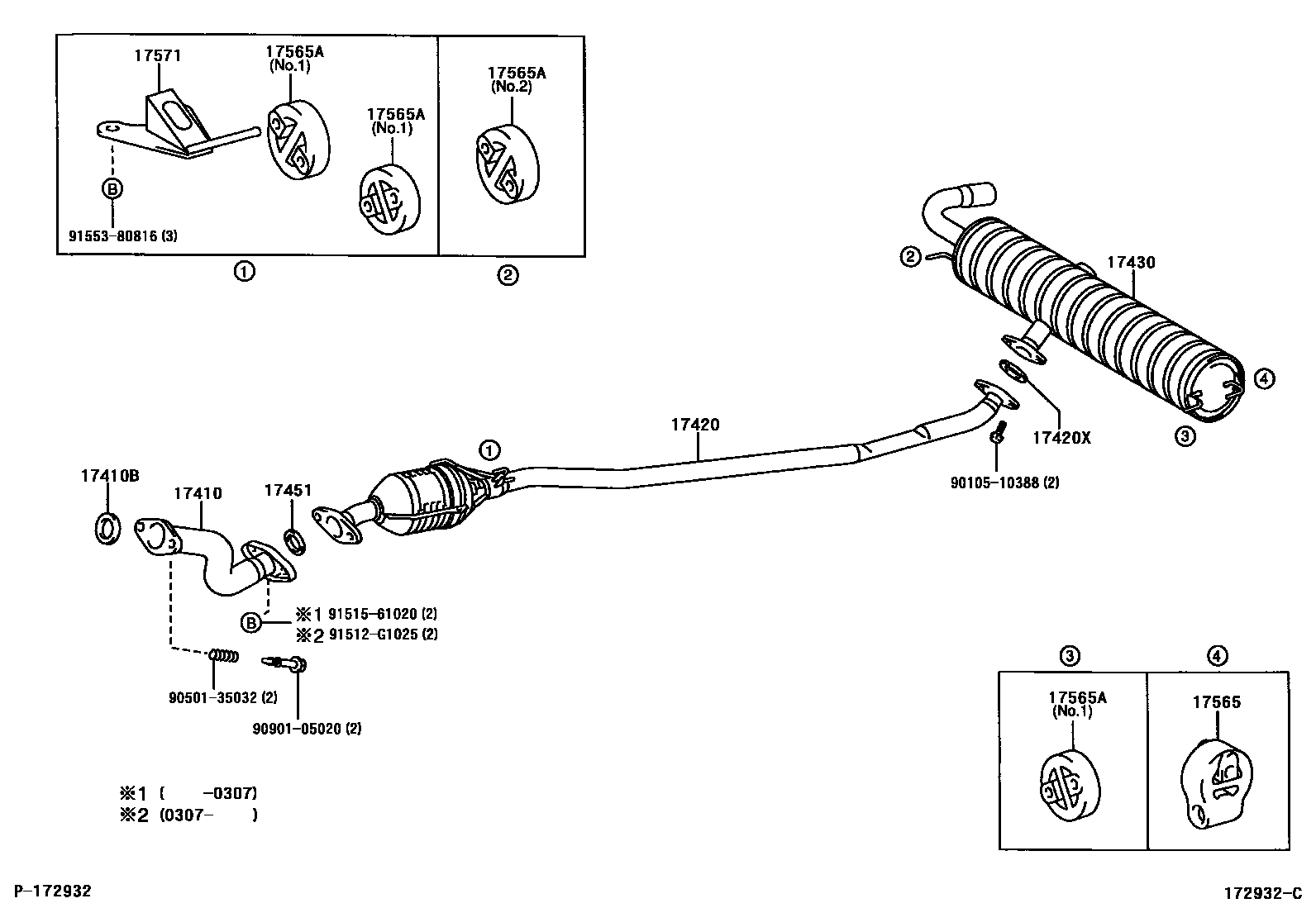 Toyota RAV4 Exhaust Pipe EPC diagram — 172932C