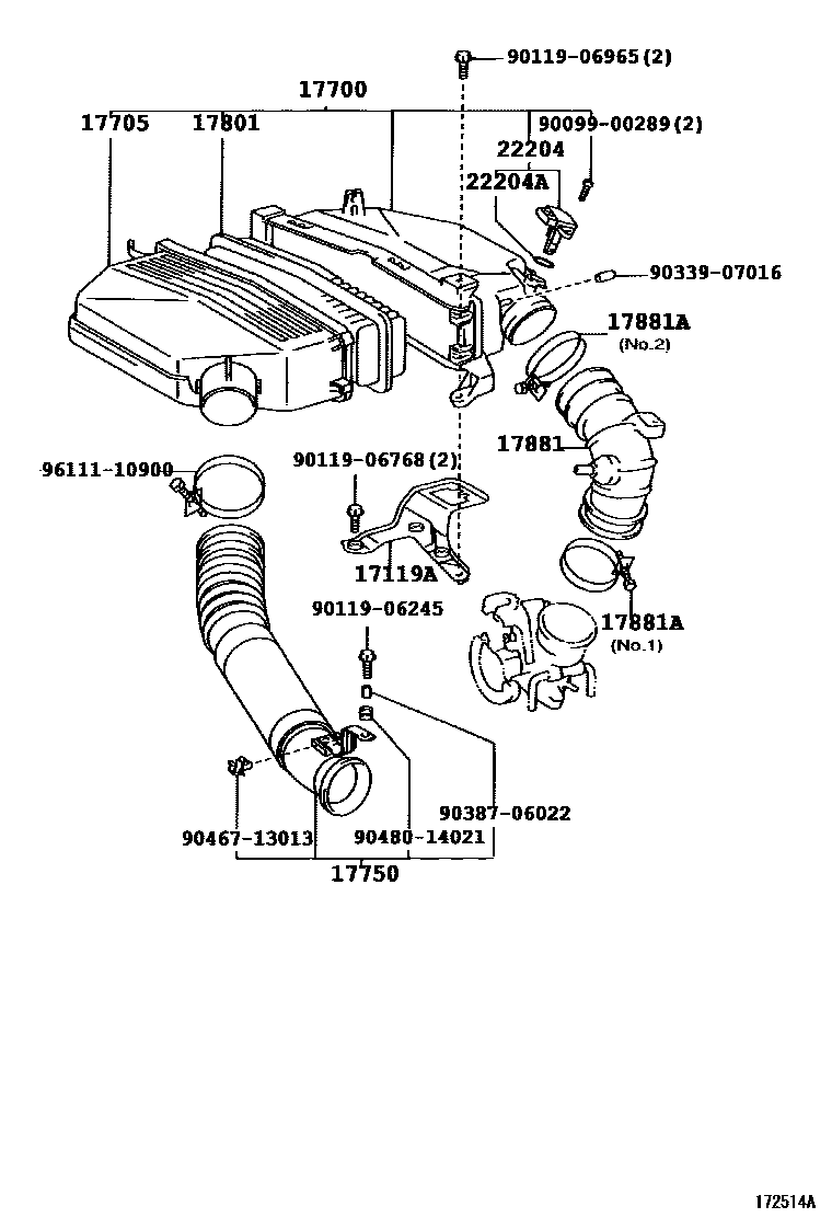 Toyota RAV4 Air Cleaner EPC diagram — 172514A