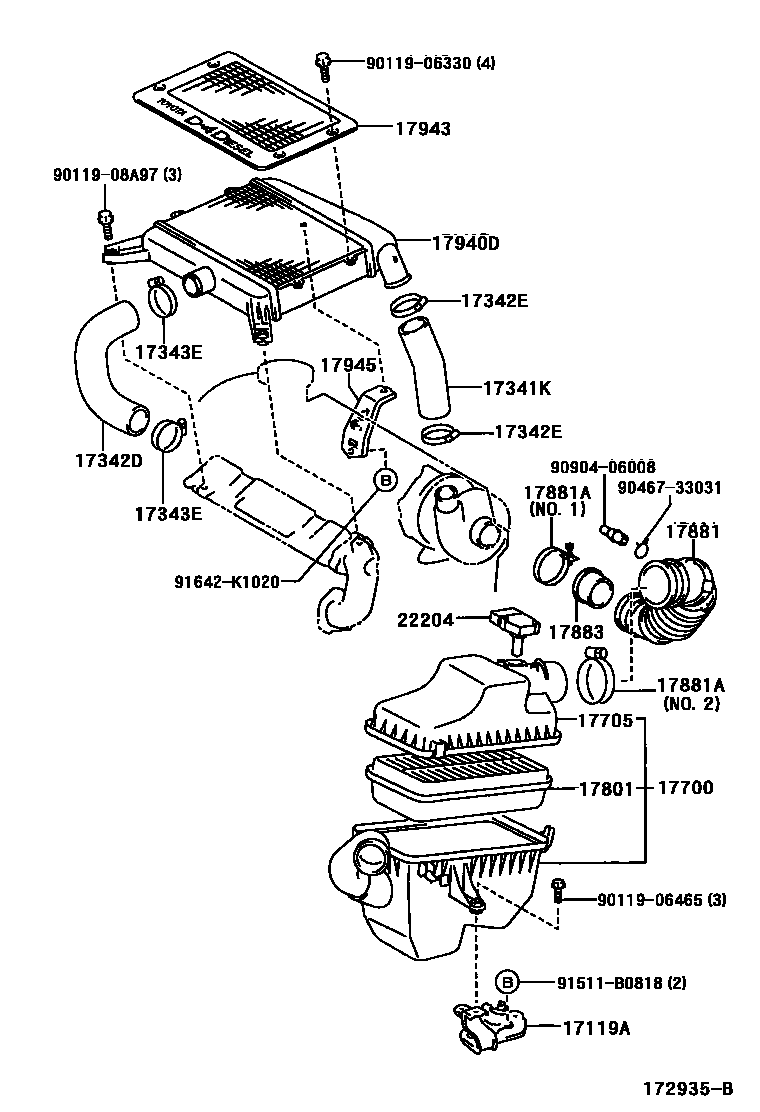 Toyota RAV4 Air Cleaner EPC diagram — 172935B