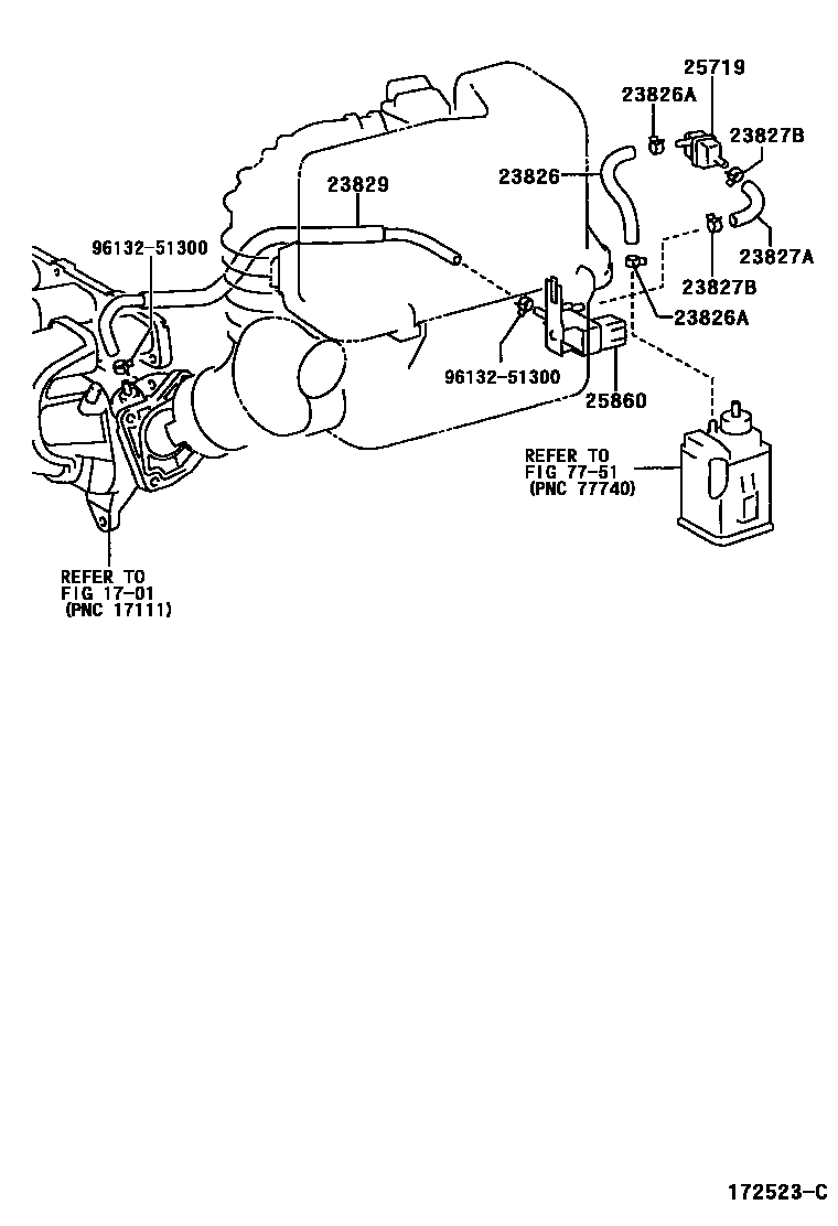 Toyota RAV4 vacuum tube EPC diagram — 172523C