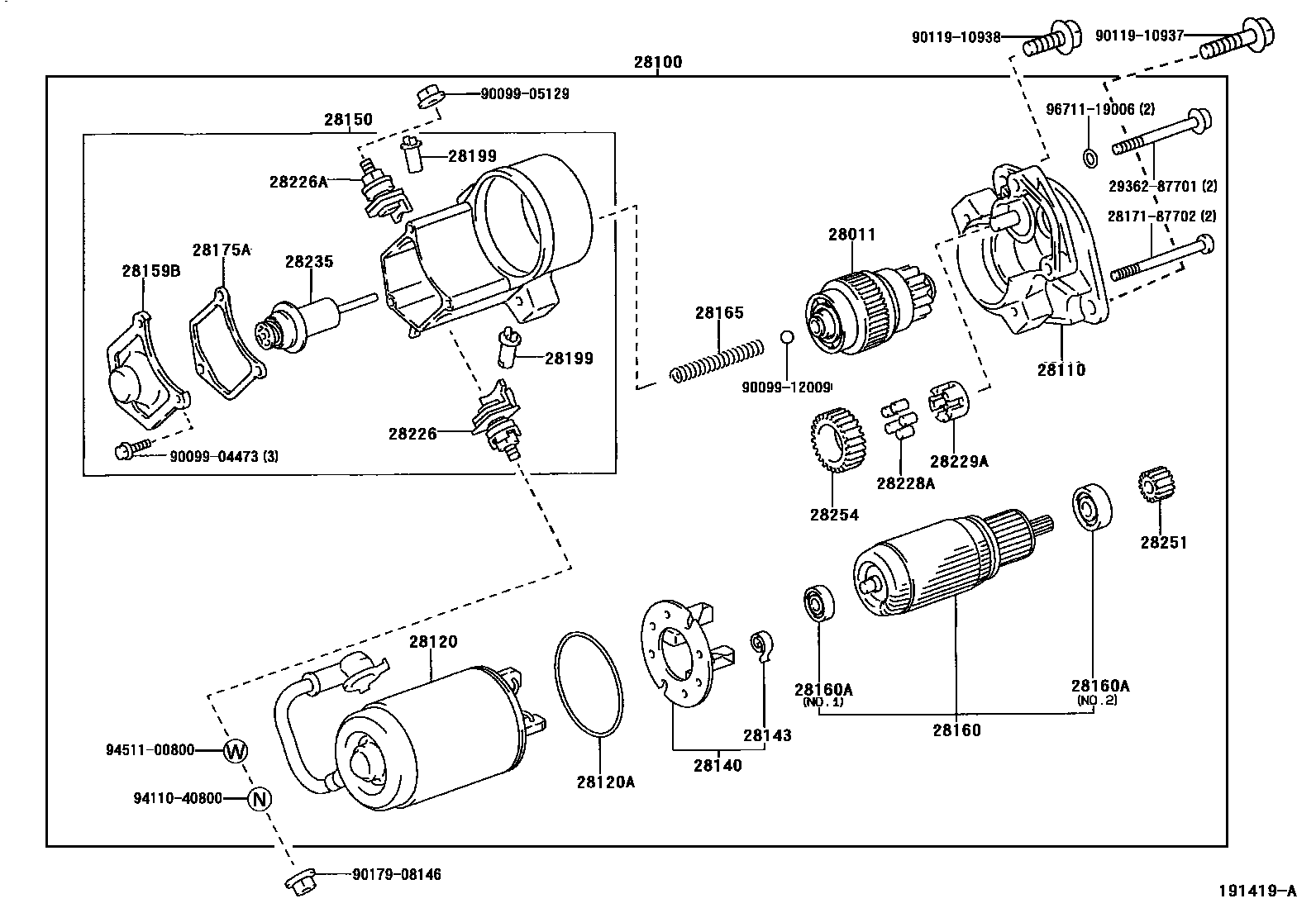 Toyota RAV4 起动机 EPC diagram — 191419A