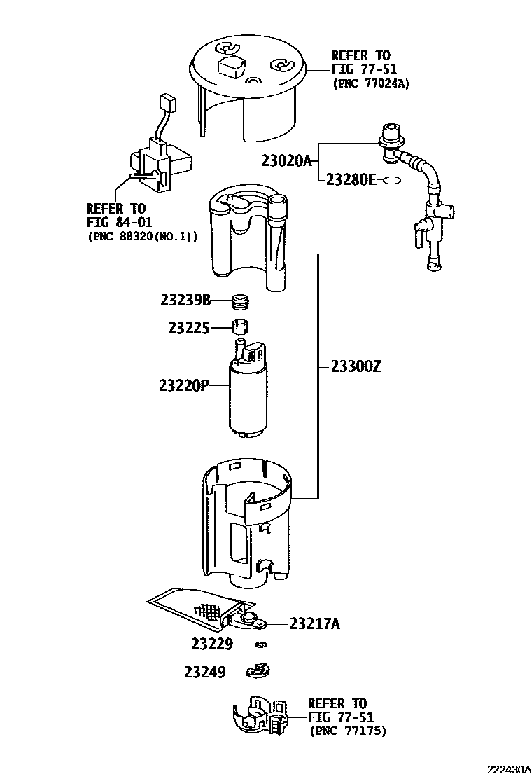 Toyota RAV4 燃油喷射系统 EPC diagram — 222430A