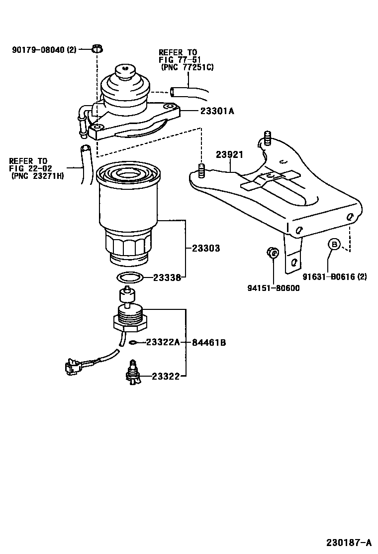Toyota RAV4 fuel filter EPC diagram — 230187A