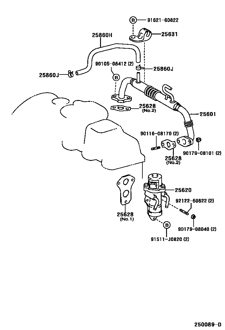 Toyota RAV4 废气再循环系统 EPC diagram — 250089D