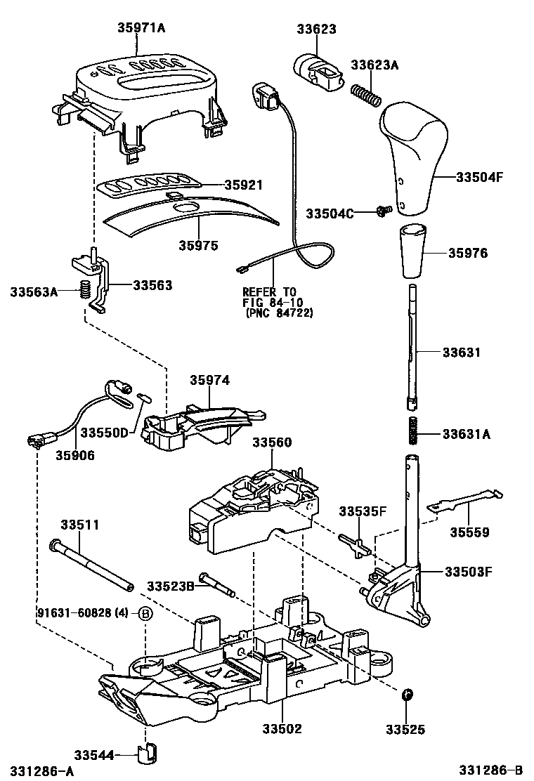 Toyota RAV4 Shift Lever & Retainer EPC diagram — 331286B