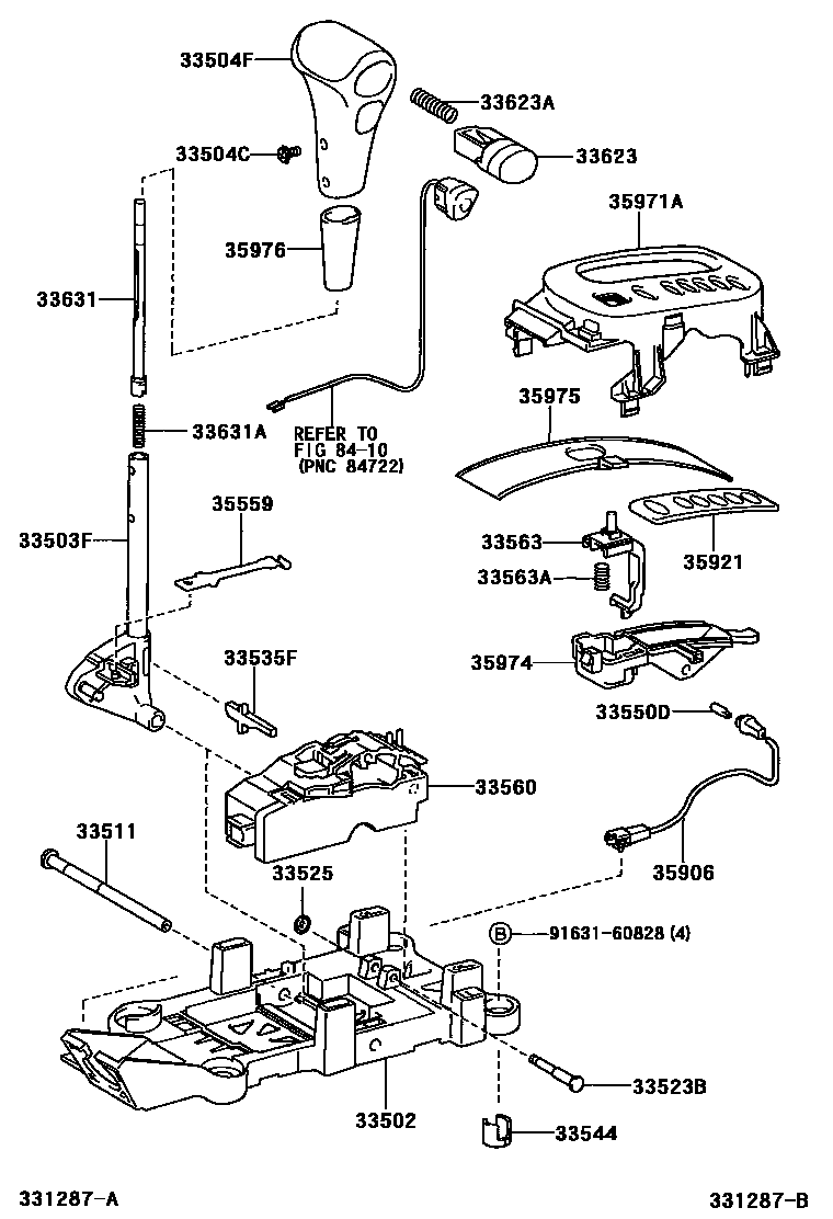 Toyota RAV4 Shift Lever & Retainer EPC diagram — 331287B