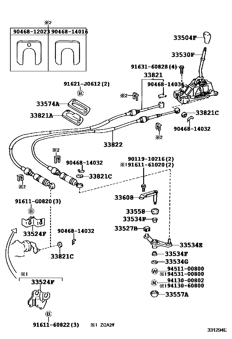 Toyota RAV4 Shift Lever & Retainer EPC diagram — 331294E