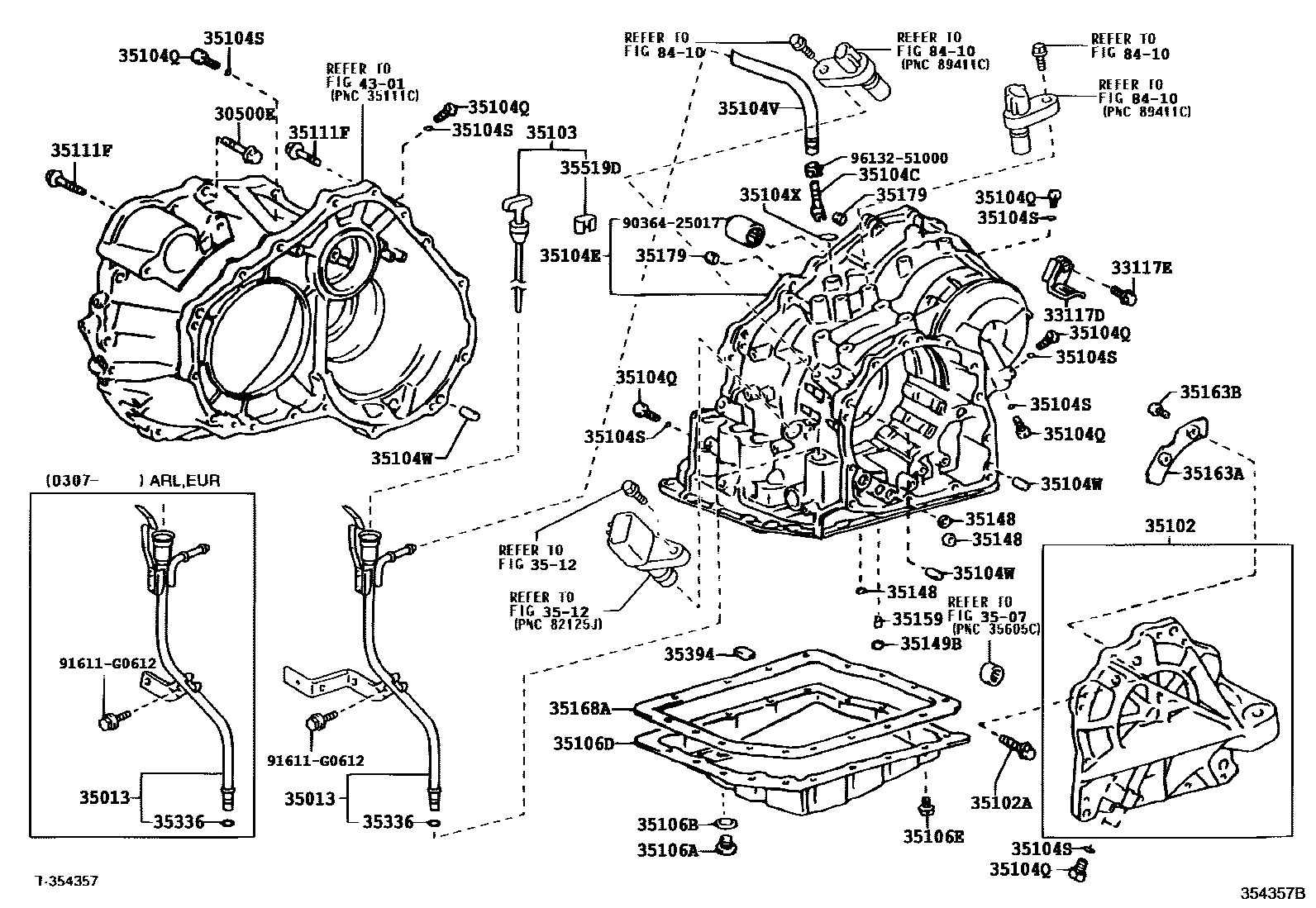 Toyota RAV4 变速器壳和油底壳(ATM) EPC diagram — 354357B