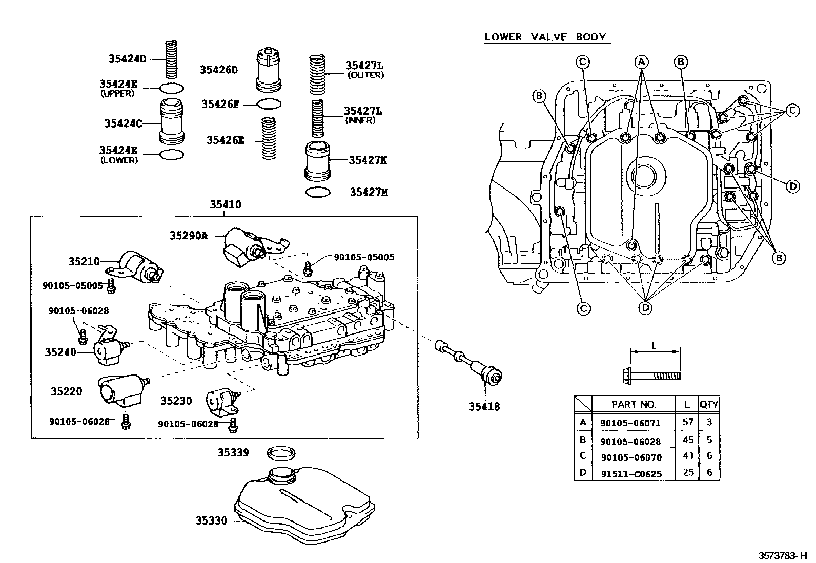 Toyota RAV4 阀体和滤油网(ATM) EPC diagram — 353783H