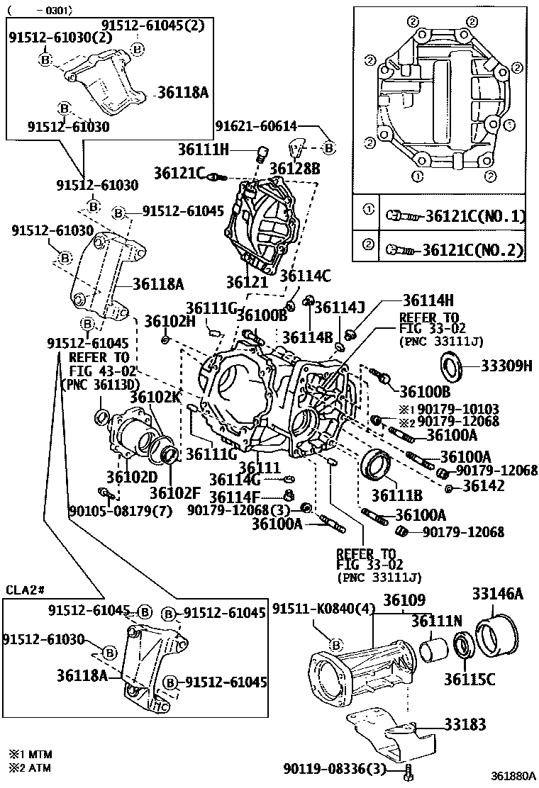 Toyota RAV4 Transfer Case & Extension Housing EPC diagram — 361880A