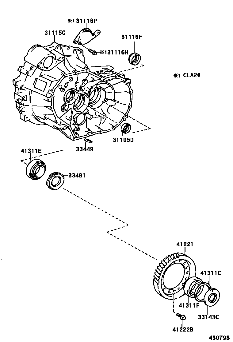 Toyota RAV4 前桥壳和差速器 EPC diagram — 430798