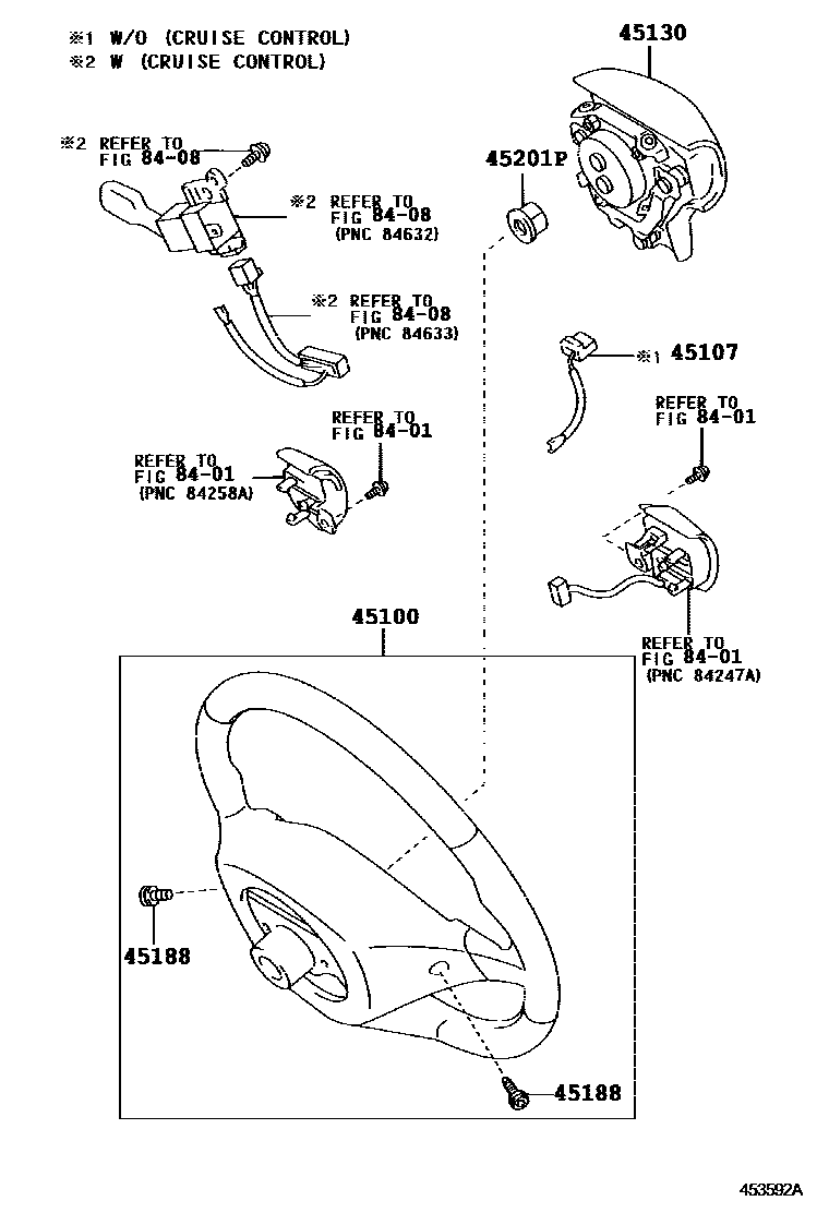 Toyota RAV4 Steering Wheel EPC diagram — 453592A