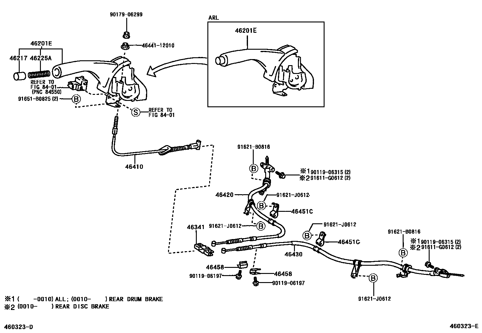 Toyota RAV4 Parking Brake & Cable EPC diagram — 460323E