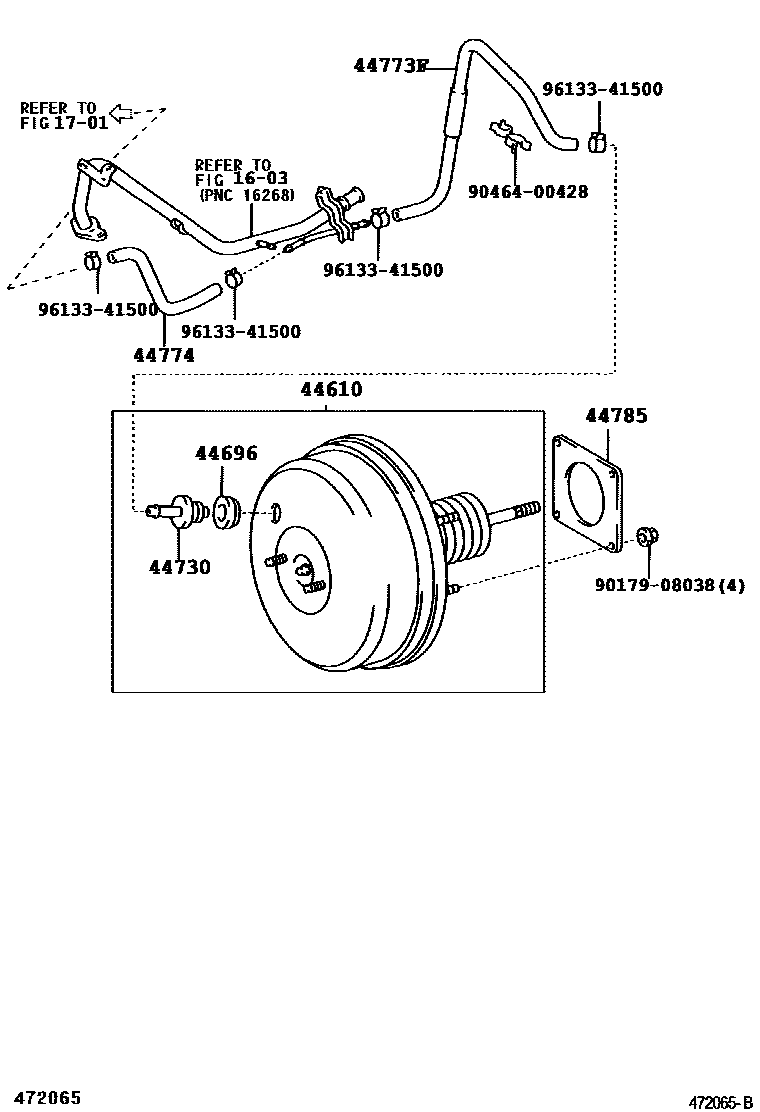 Toyota RAV4 制动助力器和真空管 EPC diagram — 472065B