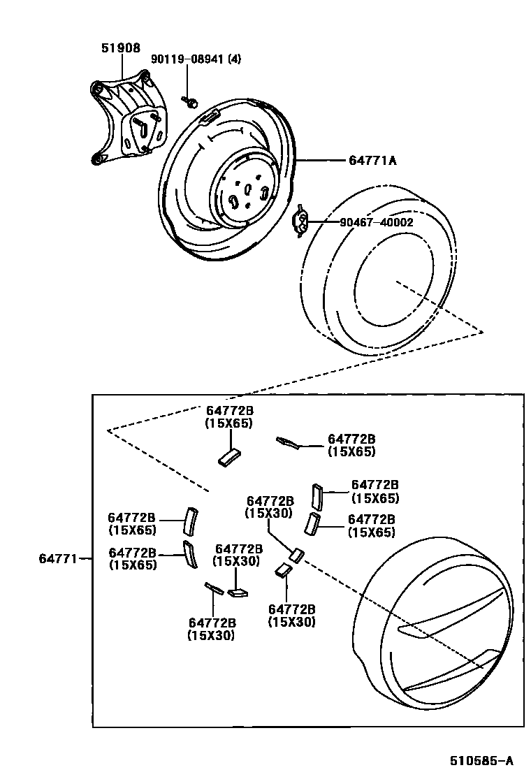 Toyota RAV4 Spare tire rack EPC diagram — 510585A
