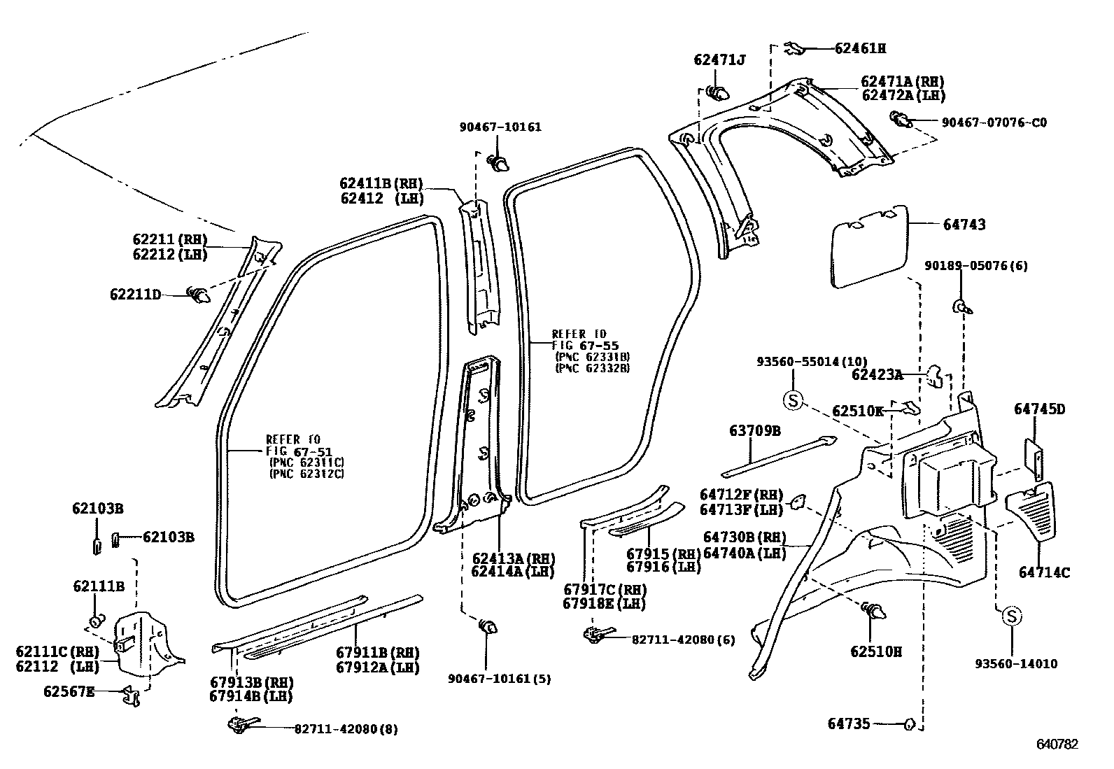 Toyota RAV4 车内装饰板 EPC diagram — 640782C