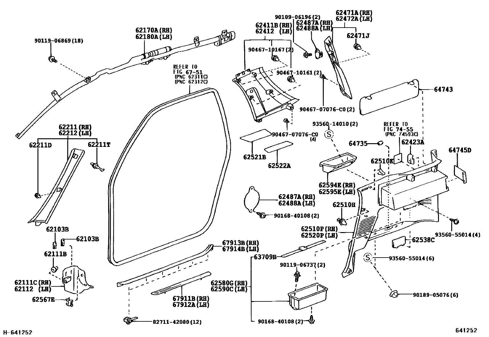 Toyota RAV4 车内装饰板 EPC diagram — 641252D