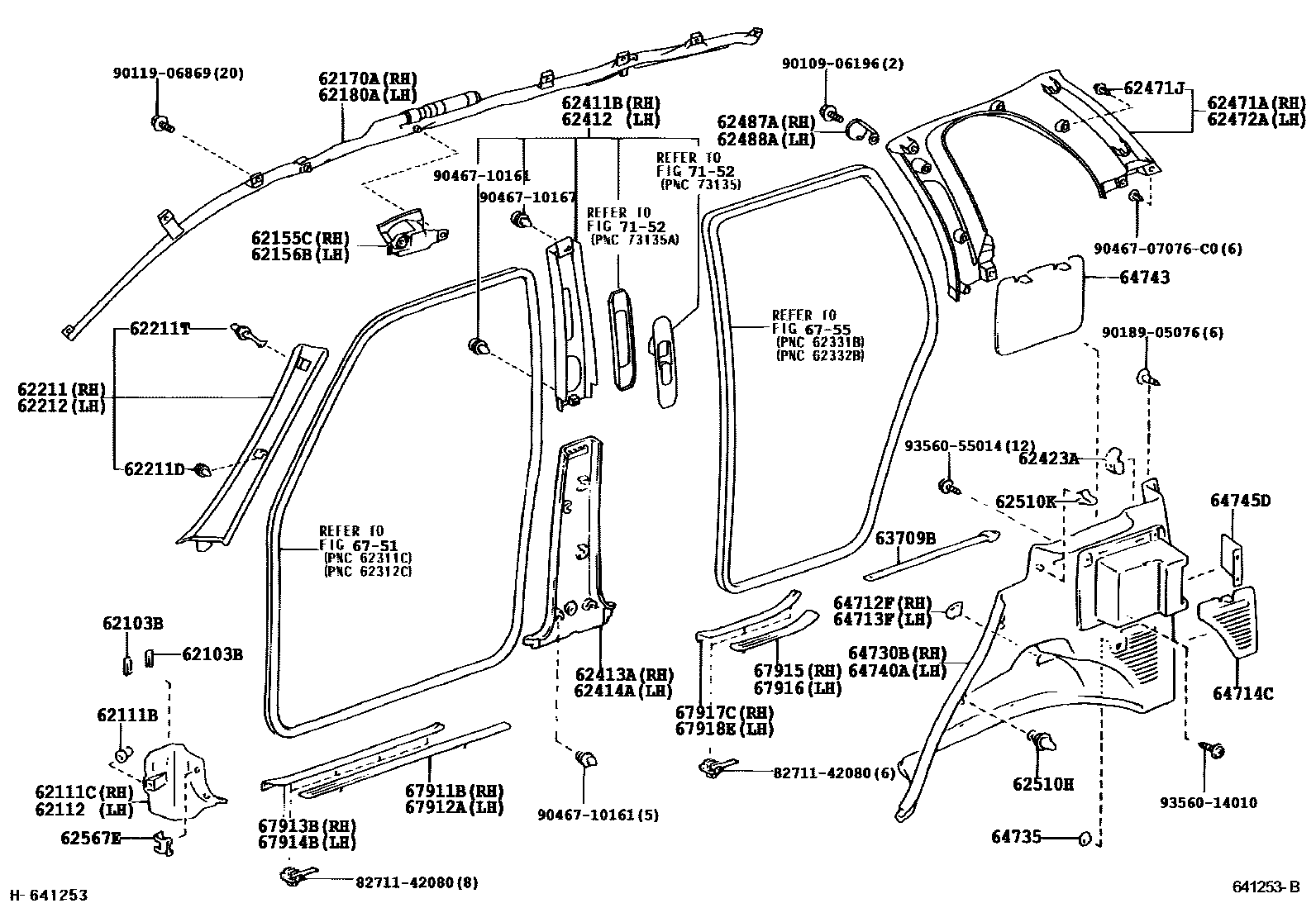 Toyota RAV4 车内装饰板 EPC diagram — 641253B