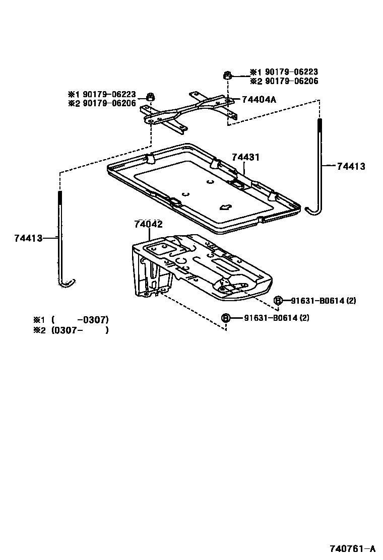 Toyota RAV4 battery holder EPC diagram — 740761A