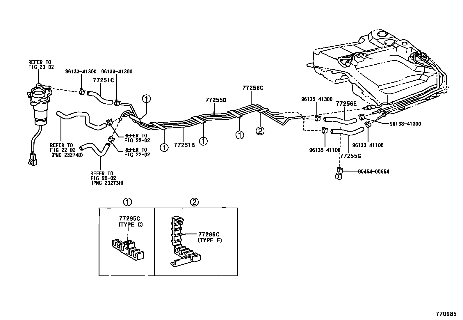 Toyota RAV4 燃油箱和燃油管 EPC diagram — 770985