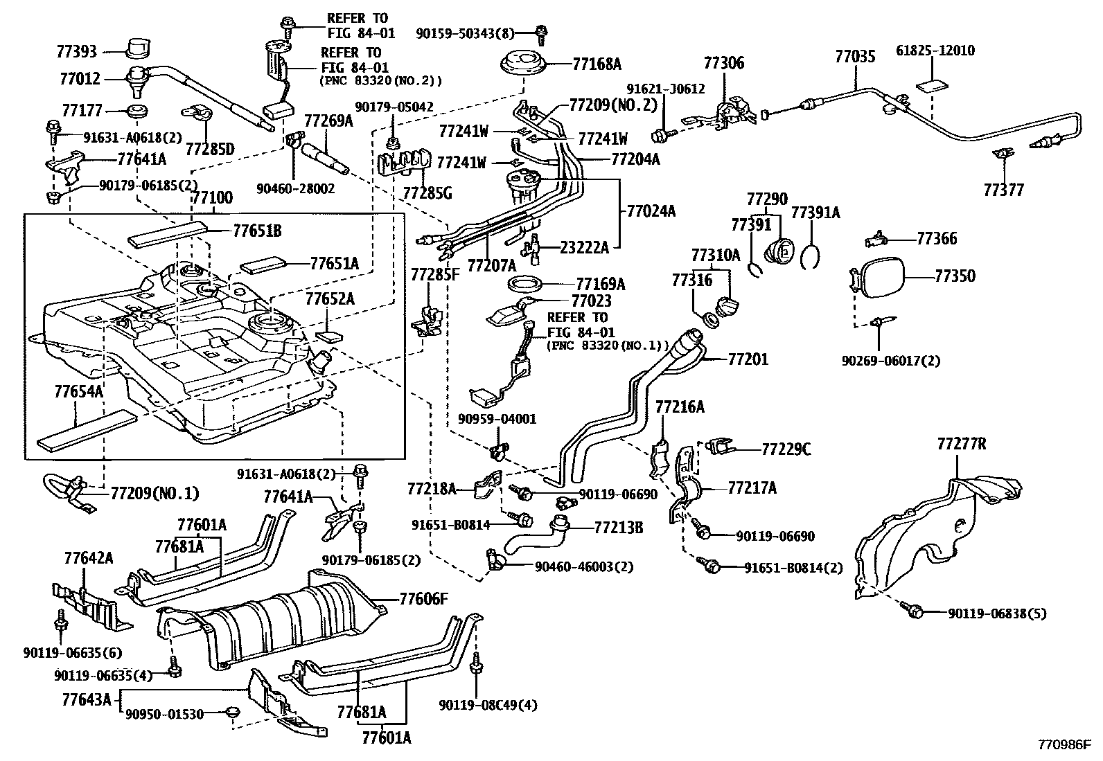 Toyota RAV4 燃油箱和燃油管 EPC diagram — 770986F