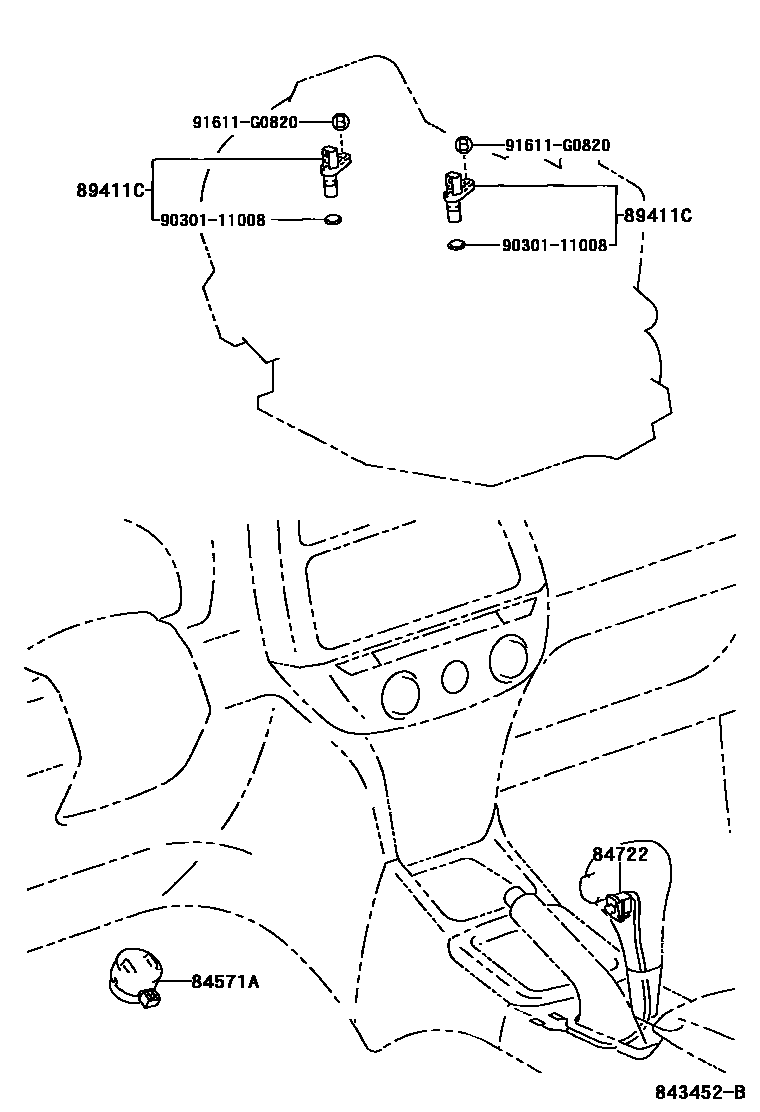 Toyota RAV4 超速档和电子控制变速器 EPC diagram — 843452B