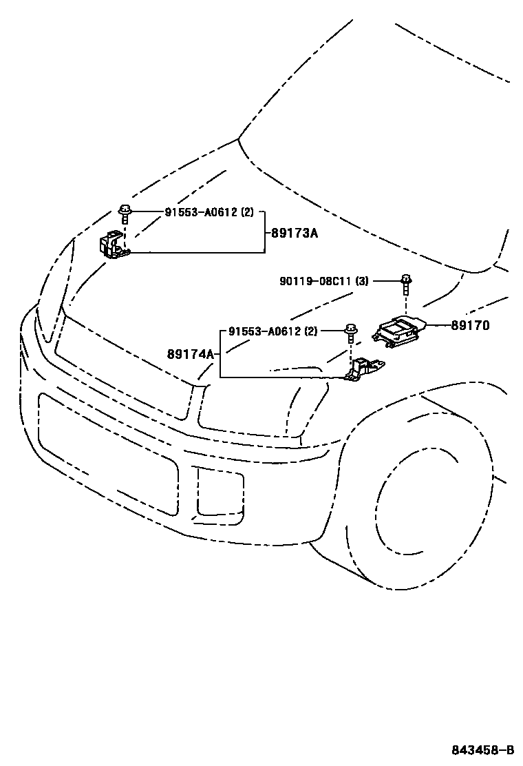 Toyota RAV4 空气囊 EPC diagram — 843458B