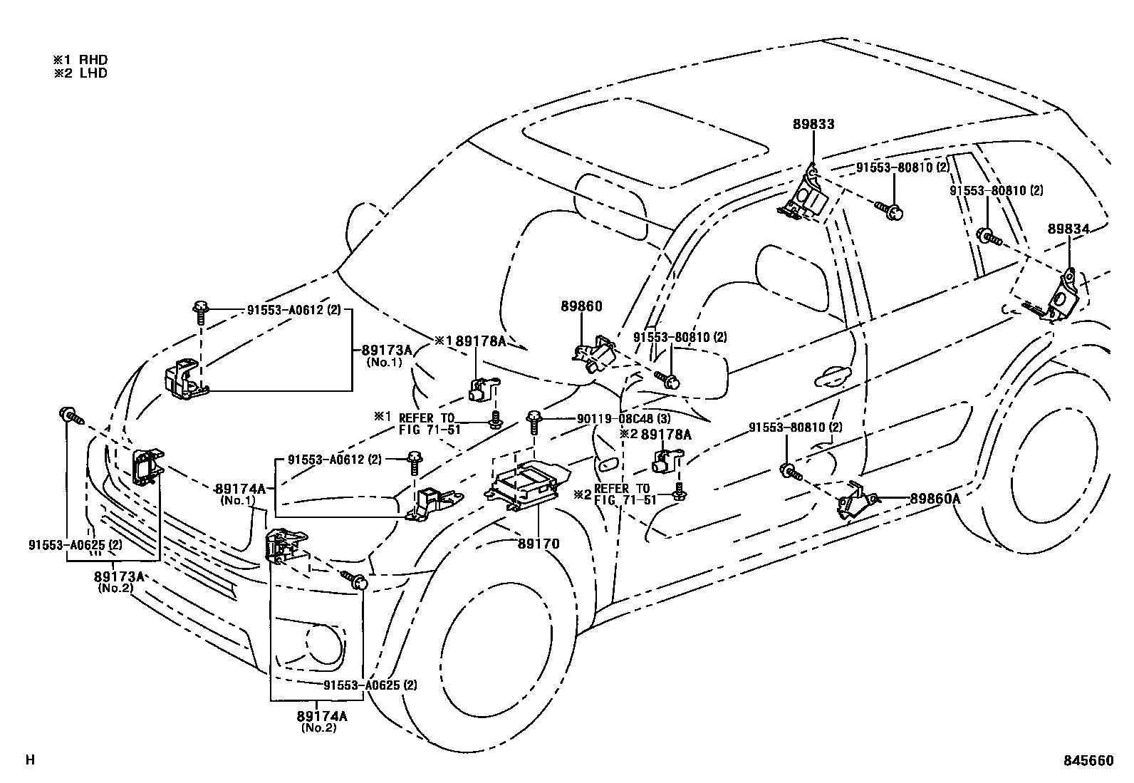Toyota RAV4 空气囊 EPC diagram — 845660